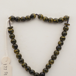Vintage prayer bead strand Czech brown striped glass beads 