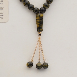 Vintage prayer bead strand Czech brown striped glass beads 