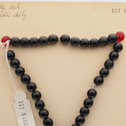 Vintage prayer bead strand Czech brown black glass beads 