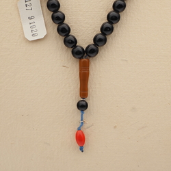 Vintage prayer bead strand Czech brown black glass beads 
