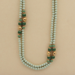 Vintage Czech necklace beige brown green beads 