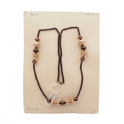 Vintage Czech necklace copper pearl black glass plastic beads 