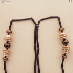 Vintage Czech necklace copper pearl black glass plastic beads 
