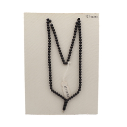 Vintage prayer bead strand Czech black round glass beads 