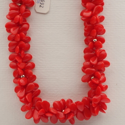 Vintage Czech necklace red leaf cluster glass beads 