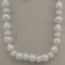 Vintage Czech necklace white rondelle flower melon glass beads 