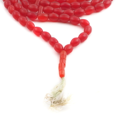 Vintage Czech Art Deco red glass beaded prayer bead strand 102 beads damaged