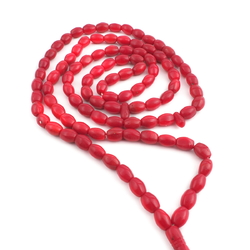 Vintage Czech Art Deco red glass bead prayer bead strand 102 beads