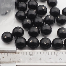 Lot (108) Czech vintage black round glass beads 12mm