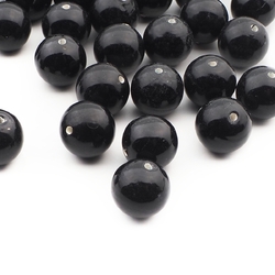 Lot (108) Czech vintage black round glass beads 12mm