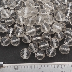 Lot (82) Czech vintage crystal clear round faceted glass beads 11mm
