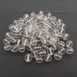 Lot (82) Czech vintage crystal clear round faceted glass beads 11mm