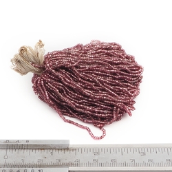 Hank (8500) Vintage Czech pink faceted glass seed beads 21 beads per inch