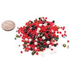 Lot (500) Vintage Czech mixed red rondelle glass seed beads 1.5-3mm