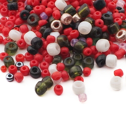 Lot (500) Vintage Czech mixed red rondelle glass seed beads 1.5-3mm