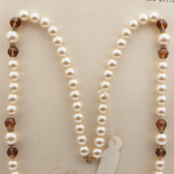 Vintage Czech necklace pearl topaz faceted glass beads 