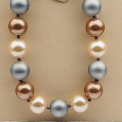 Vintage Czech necklace large pearl metallic beads 