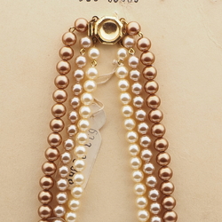 Vintage Czech 3 strand necklace pearl glass beads 
