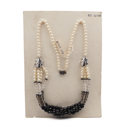 Vintage Czech 1 to 4 strand necklace black pearl clear green glass beads 