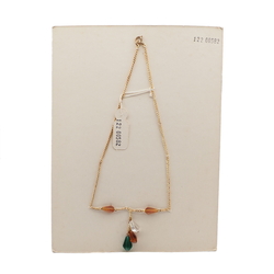 Vintage Czech gold chain necklace topaz clear green triangle glass beads 