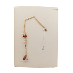 Vintage Czech gold chain necklace topaz clear triangle glass beads 