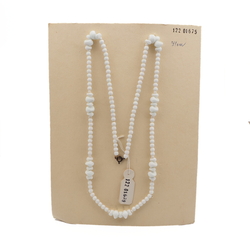 Vintage Czech necklace white opaline glass beads 47"