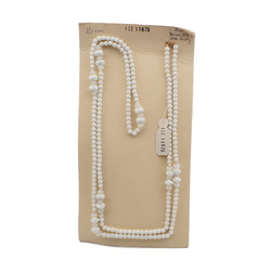 Vintage Czech necklace white opaline glass beads 47"