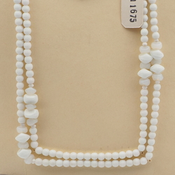 Vintage Czech necklace white opaline glass beads 47"