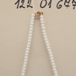 Vintage Czech necklace white nugget interlocking rondelle glass beads 16" 