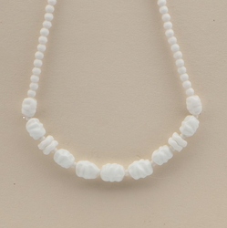Vintage Czech necklace white nugget interlocking rondelle glass beads 16" 