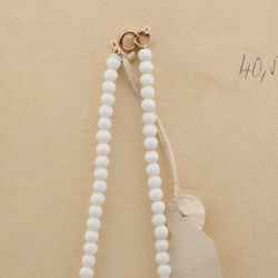 Vintage Czech necklace white nugget interlocking rondelle glass beads 16"