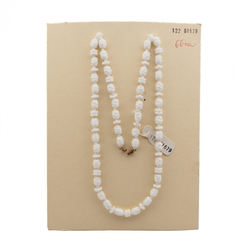 Vintage Czech necklace white nugget interlocking rondelle glass beads 26"