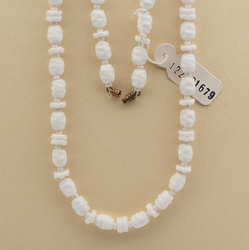 Vintage Czech necklace white nugget interlocking rondelle glass beads 26"