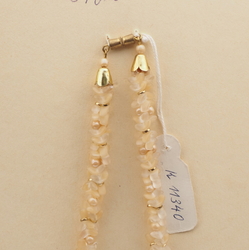 Vintage Czech necklace beige round opaline interlocking glass beads 
