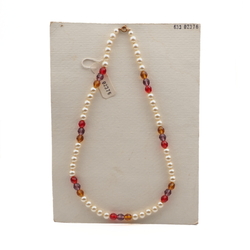 Vintage Czech necklace pearl topaz red blue glass beads 