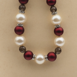 Vintage Czech necklace pearl black green glass plastic beads 