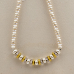 Vintage Czech necklace pearl rondelle glass plastic beads 