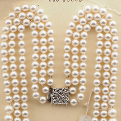 Vintage Czech 3 strand necklace pearl silver glass beads 
