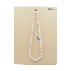 Vintage Czech necklace white nugget rondelle glass beads 17"