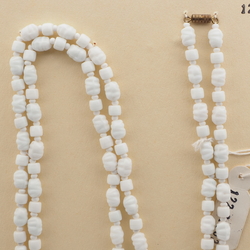 Vintage Czech necklace white nugget rondelle glass beads 48"