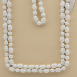 Vintage Czech necklace white nugget rondelle glass beads 48"