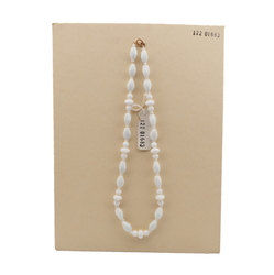 Vintage Czech necklace white round oval rondelle glass beads 