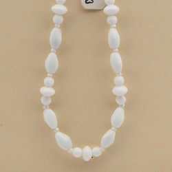 Vintage Czech necklace white round oval rondelle glass beads 