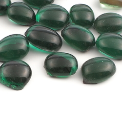 Lot (22) 19th century Czech antique Emerald green glass cabochon drops