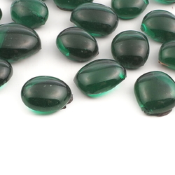 Lot (17) large C19th Czech antique Emerald green glass cabochon drops