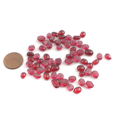 Lot (62) 19th century Czech antique cranberry pink glass cabochon drops