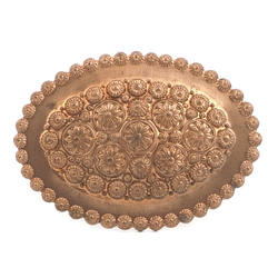 Vintage stamped brass metal oval floral pin brooch furniture finding stamping