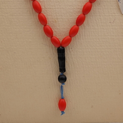 Vintage prayer bead strand Czech red black glass beads