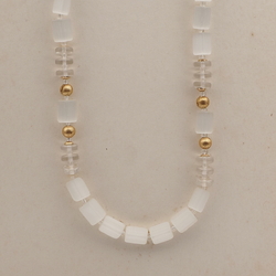 Vintage Czech necklace crystal satin atlas pentagon rondelle glass beads 