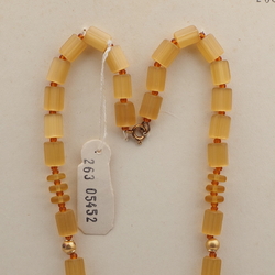 Vintage Czech necklace topaz satin atlas pentagon rondelle glass beads 